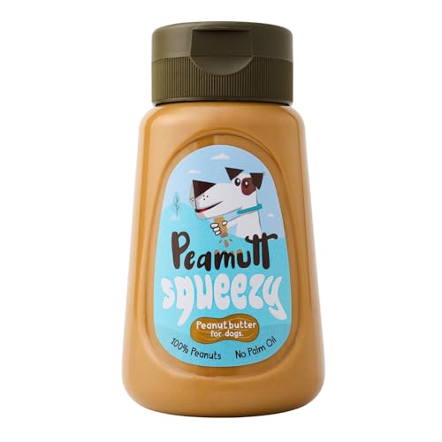 Peamutt Squeezy Peanut Butter Dog Treat 320g - Natural Dog Treat High Protein No Added Salt Sugar or Palm Oil Smooth Texture for Licki Mats & Stuffed Toys Healthy Snack for All Dog Breeds