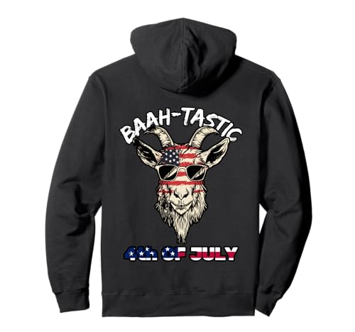 Cool American Goat with Sunglasses Patriotic USA Flag Pullover Hoodie