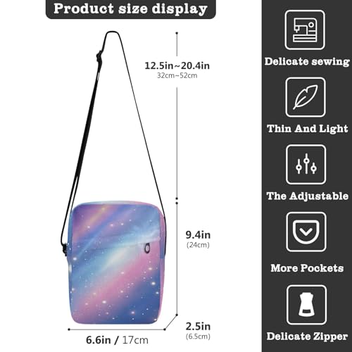 Blue Pink Star River Universe small messenger bag for men shoulder bags Shoulder Handbag For Travel Adjustable Strap for business outdoor sports3
