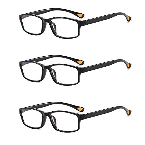 SuertreeTR90 Anti-Blue Computer Reading Glasses, Blue Light Blocking Glasses Anti Eyestrain Glasses Gaming Eyewear Vision Care Anti Glare Reader for PC Laptop Gamer Pack of 3