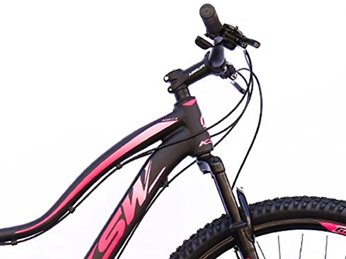 Bicicleta Feminina Aro 29 Aluminio KSW MWZA 21 Velocidades Freio a Disco, 17, Preto Rosa