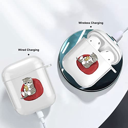 Cute Cat Designed For 1St&2Nd Generation Airpods Case, Shockproof Case Clear Soft Tpu Protective Cover Compatible With Apple Airpods 2&1 With Keychain Animal Pattern For Women Girls #TOP3
