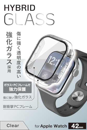 エレコム Apple Watch 保護ケース 42mm [Apple Watch Series 11/10 対応] フルカバー プレミアムガラス 10H 光沢 指紋防止 飛散防止 クリア AW-25BFCGCR