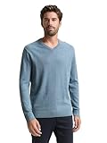 Tom Tailor Herren 1039811 Strickpullover mit V-Ausschnitt, 39094 - Faded Blue Melange, L