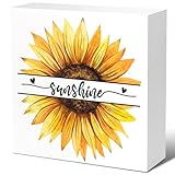 11,99 kg Sonnenschein-Holzblock-Schild, Sonnenblumen-Holz-Schild, lustige Heimdekoration für Büro, Schreibtisch, Schlafzimmer, Wohnzimmer, Tischdekoration, neues Einweihungsgeschenk für Freunde, Familie, V696