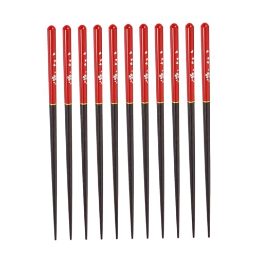 QUMIIRITY 6組 木製日式箸 双 桜柄プリント 滑りにくい 塗装 おしゃれ実用的な和風食器 家用贈答用