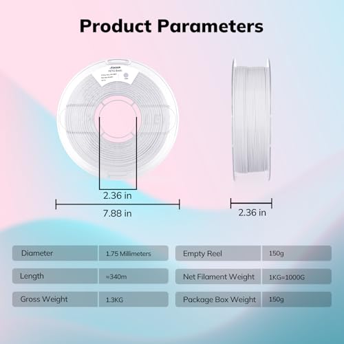 Image of AMOLEN Rapid PETG Basic 3D Printer Filament 1.75mm + /-0.02mm,500mm /s High Speed Strong Toughness White 1KG /2.2lb