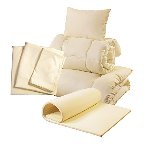 布団セット シングル 7点 布団 ふとん 寝具 掛け布団 敷き布団 マットレス 枕 まくら 枕カバー 掛け布団カバー 敷布団カバー 洗える ほこりが出にくい ムレにくい ベージュ