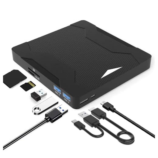 Wbacon Leitor de DVD 5 em 1, leitor de CD portátil para laptop, gravador de DVD, CD ROM, unidade externa de CD/DVD para PC, unidade de CD, unidade de DVD USB para desktop, laptop, Windows, Linux, OS,