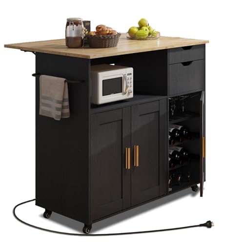 ASTRONAPE Rolling Mobile Kitchen Island Cart with Desktop Drop Leaf