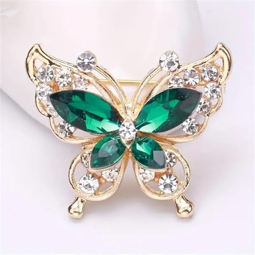 Image of coadipress Butterfly Brooch Pins Chic Romantic Elegant Rhinestone Crystal Insect Brooch Pin Women Corsage Scarf Shawl Clothing Accessories Wedding Party Banquet