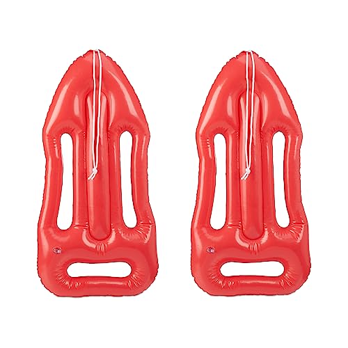 Lot de 2 bouées de Sauvetage gonflables avec Corde pour Carnaval et fête à thème, pour Enfants et Adultes, Rouge