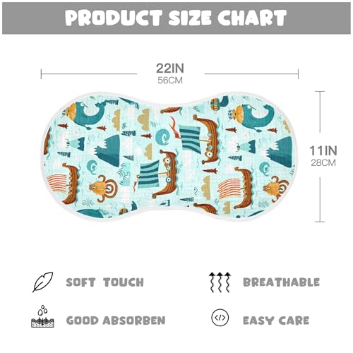 xigua Whimsical Viking Muslin Baby Burp Cloths Set of 4, Super Soft & Absorbent Burping Rags, Cotton Burp Clothes Shower Gift for Newborn, Baby Girls and Boys4