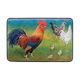 ferme coq al ane Marque: REFFW Tapis de Sol Tapis Tapis de Sol de Berger 23,6x15,7 Pouces pour Salon Maison Chambre décoratif antidérapant Ferme Poulet Coq Poule paillassons