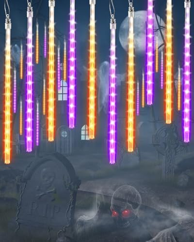 Halloween Lights 20 Tubes Orange Purple Meteor Shower Icicle Lights 480 LED
