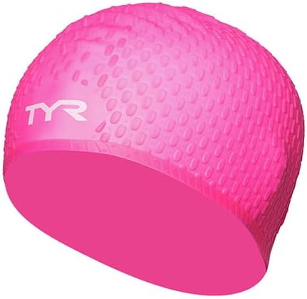 TYR Adult Silicone Wrinkle Free Long Hair Swimming Cap, Pink
