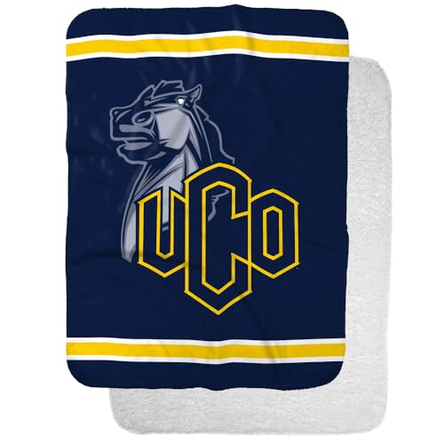 University of Central Oklahoma Bronchos Primary Logo Stripes Sherpa Blanket, Warm Soft Cozy 30"X40"