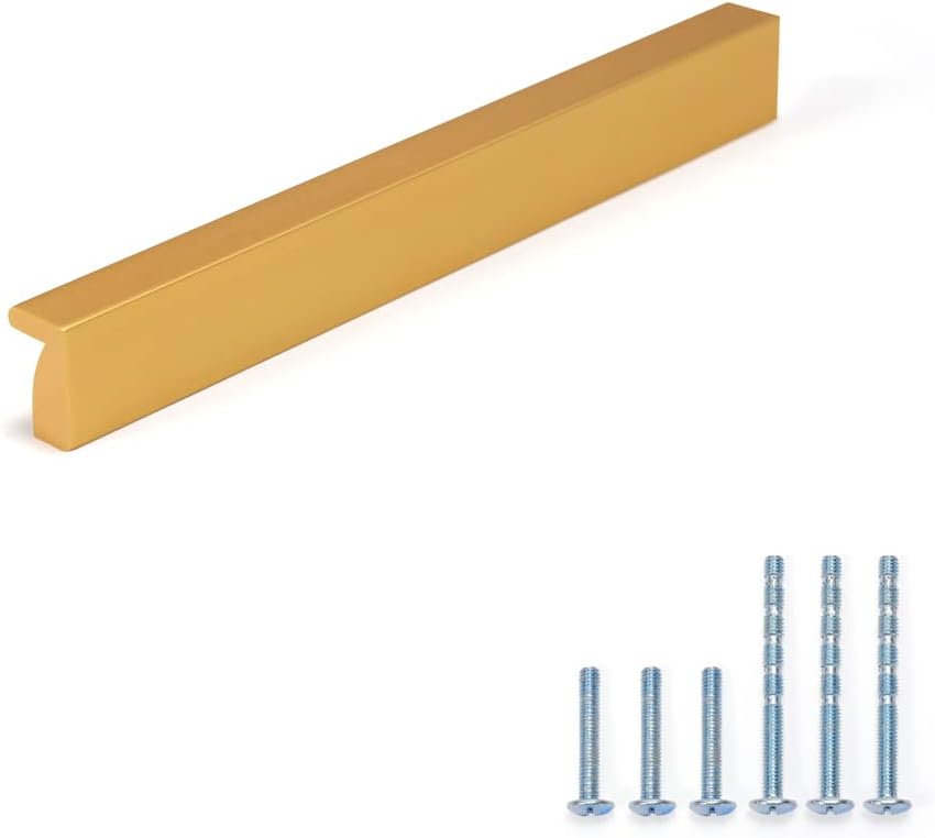 8 Pack 39.4inch Long Bar Finger Pulls for Cupboard Wardrobe Kitchen Cabinet Drawer Closet Door Handles Long Aluminium Profile Handle Gold, 3745