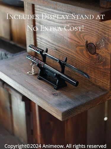 Image of Mini Katana Keyrings | Aesthetic Miniature with Ejection Button | Complimentary Display Stand | Handcrafted and Handpainted |