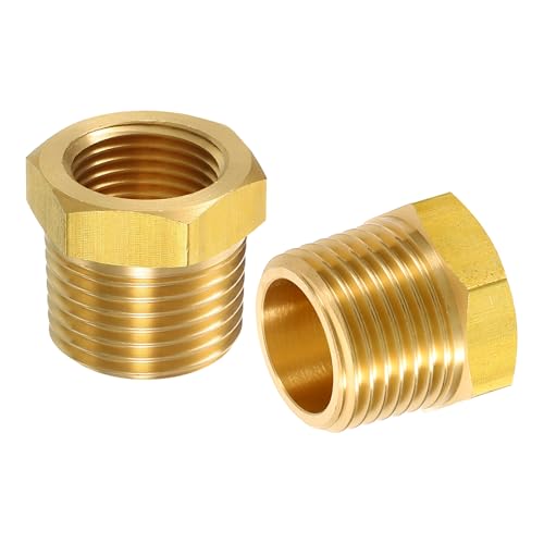 QUARKZMAN 2Pcs 1/2 BSPT Maschio x 3/8 NPT Femmina Rame Riduttore Esagono Raccordo Filettato Tubo, Raccordo Filettato Rame Adattatore per Acqua, Gas, Sistemi di Tubazioni Olio