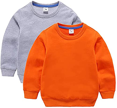 Image of HAXICO Unisex Kids Solid Cotton Thin Pullover Sweatshirt T-Shirt Toddler Baby Crewneck Long Sleeve Tshirts Tops Blouse