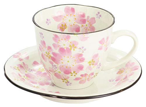 セラミック藍 華まつり コーヒー碗皿 桜 サイズ：約φ9 H7.5 60183