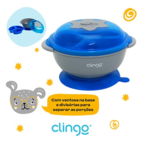 Prato com Ventosa e Divisória Azul, Clingo, Azul