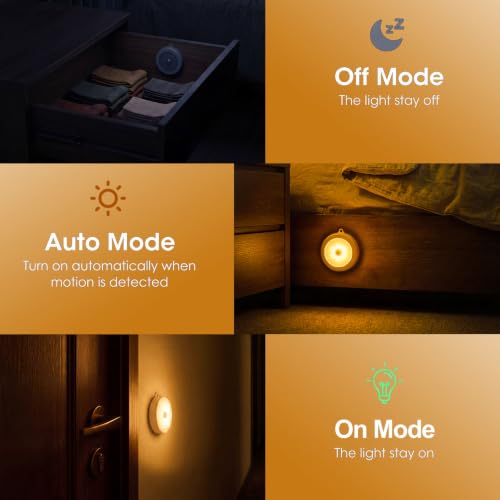 Image of Hoteon PIR Motion Sensor Light, Battery Powered LED Night Light, Warm, 2PCS