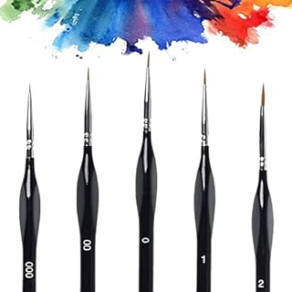 Fine Detail Paint Brush Set, 5PCS Fine Miniature Paiting Brushes, Miniature Artist Paint Brushes set for Acrylic, Watercolor, Oil, Face, Nail, Scale Model Painting, Line Drawing (Black)