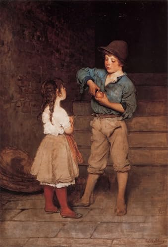 Tableau Zwei Kinder d'Eugène De Blaas affiche impression d'art sur toile 60x90