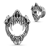 COOEAR Tunnel en acier inoxydable, boucle d'oreille en forme de bouche avec dents acérées,...