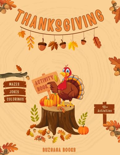 Thanksgiving Activity Book for Kids Ages 4 - 8: A Fun Activity Bundle with Jokes, Puzzles, Colorings, Trivia Questions, Cut-Out Bingo and Taboo Cards, Craft, Mazes and More! image 2