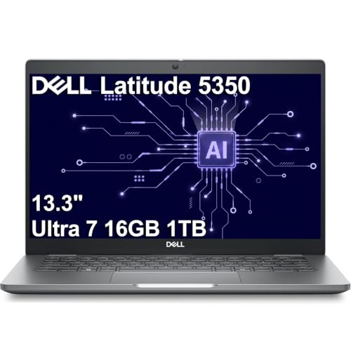 Image of Dell Latitude 5000 5350 Business AI PC Laptop (13.3 inch FHD, Intel 12-Core Ultra 7 165U vPro, 16GB DDR5 RAM, 1TB SSD), Backlit KB, Fingerprint, 1080p IR Webcam, 2x Thunderbolt 4, HDMI, Win 11 Pro