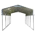 ALEKO Metal Carport | Steel Frame and Roof |12W x 30L x 10H ft. | Heavy-Duty Garage Shelter | All Weather Multi-use Storage Shed | Gray