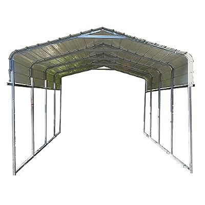ALEKO Metal Carport | Steel Frame and Roof |12W x 30L x 10H ft. | Heavy-Duty Garage Shelter | All Weather Multi-use Storage Shed | Gray