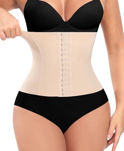 JoyGirl Damen Shapewear Korsett Bauchweg Body Shaper Waist Trainer Corset Shapewear Formend Stark Taillenformer Corsage Waist Training Cincher(#1 Beige-Höhe 24.5CM, XL)