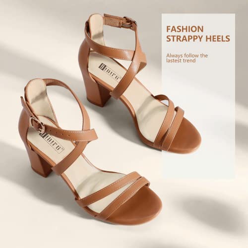 Idifu Women's In3 Gita Block Heel Open Toe Strappy Sandals Dress Shoes For Wedding Evening Prom (Nude Pu, 6.5 M Us) #TOP6