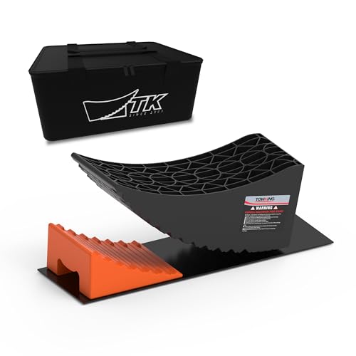 TOWKING Camper Leveler System, 6' Lift, 35,000 lbs, 1 Pack RV Leveling Blocks with Curved Design & Wheel Chocks, Perfect for Campers, Fifth Wheels, and Dual Axle Trailers