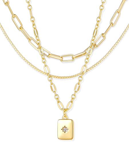 YEEZII 14K Gold Plated Layered Necklaces for Women Trendy, Dainty