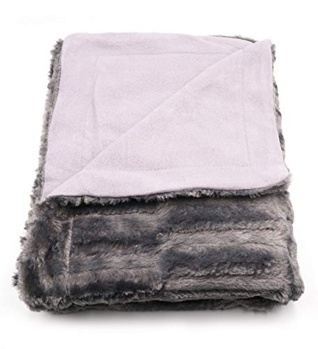 HTE Manta de Cama y Sofá de Piel Sintética Súper Suave y Caliente, Manta Decorativa de Lujo Individual a Medida 130 x 160 cm, Manta Microfibra de Poliéster (Gris Oscuro, 130 x 160 cm)