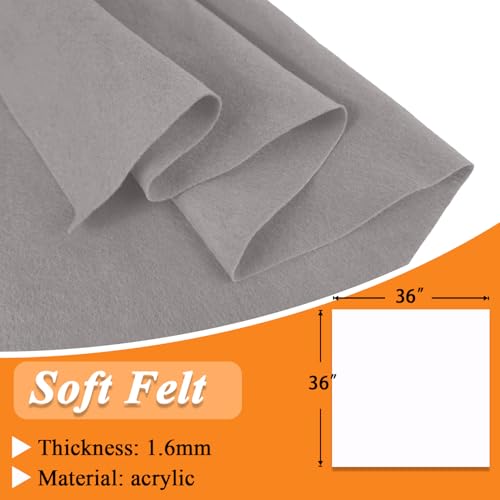 Image of IONTACH 36 inch X 36 inch Grey Soft Felt Fabric 1.6mm Thick