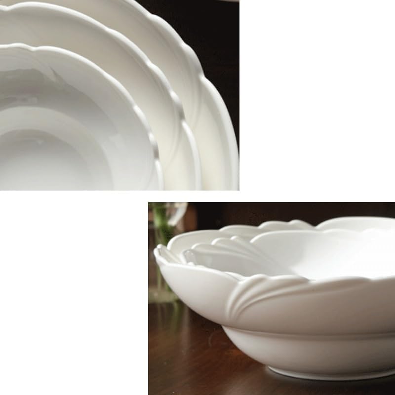 Petal Shaped Ceramic Household Soup Bowls Salad White Restaurant Hotel Tableware