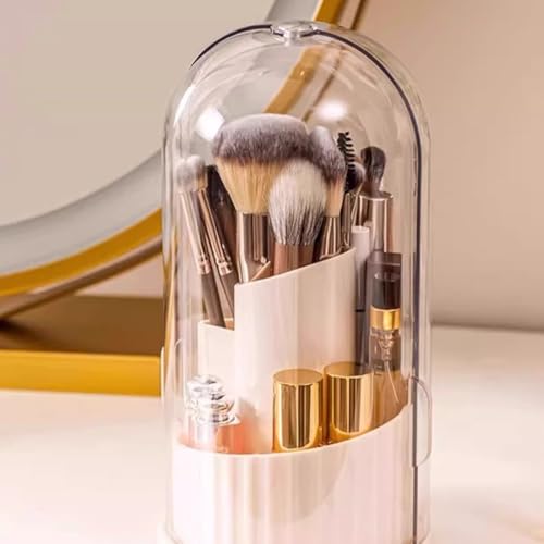 Boîte de rangement cosmétique rotative pour coiffeuse propre et pinceaux protégés