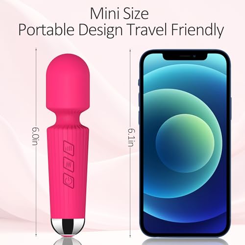 Image of Handheld Wand Massager 20 Modes 8 Speeds, Quiet Mini Vibration Massager for Deep Tissue & Muscle Recovery, Neck Back Shoulder, Cordless Portable (Red)