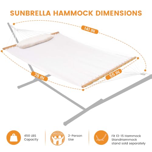 Image of Lazy Daze 12 FT Sunbrella Fabric Hammock, Non-Fading Double Outdoor Hammock