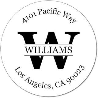 Personalized Round Address Labels - Circle Return Address Labels on Sheets (50-1000 Labels) (Monogram)