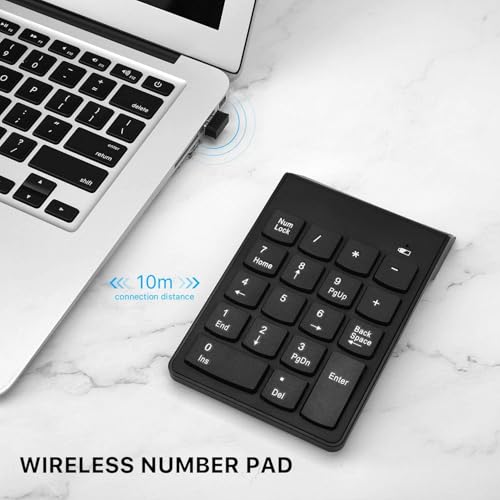 Image of NEXSA Wireless Numeric Keypad 18 Keys Portable USB Number Numpad | Transmits swift digital digit entry logs directly to core computing hubs using wireless network frequencies.