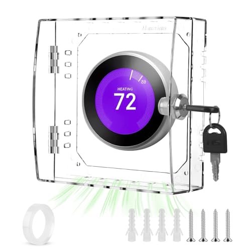 Alansxinny Thermostat Lock Box Upgrade Thickened with Key Transparent AC Lock Box Cover is Suitable for Wall thermostats Suitable for 4.724.722 inches or Smaller