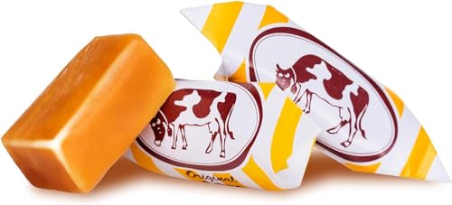 Sahne Muh-Muhs Original - Soft-Karamell-Bonbons mit Sahne - Das Original seit 1965, ein einzigartiger cremiger Genuss. Ohne Farb- und Konservierungsstoffe, glutenfrei, Muh-Muhs - 215g