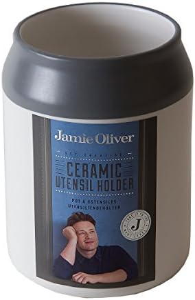 Jamie Oliver JB1140 Utensils Pot, Ceramic, White/Blue, 12 x 12 x 15.9 cm